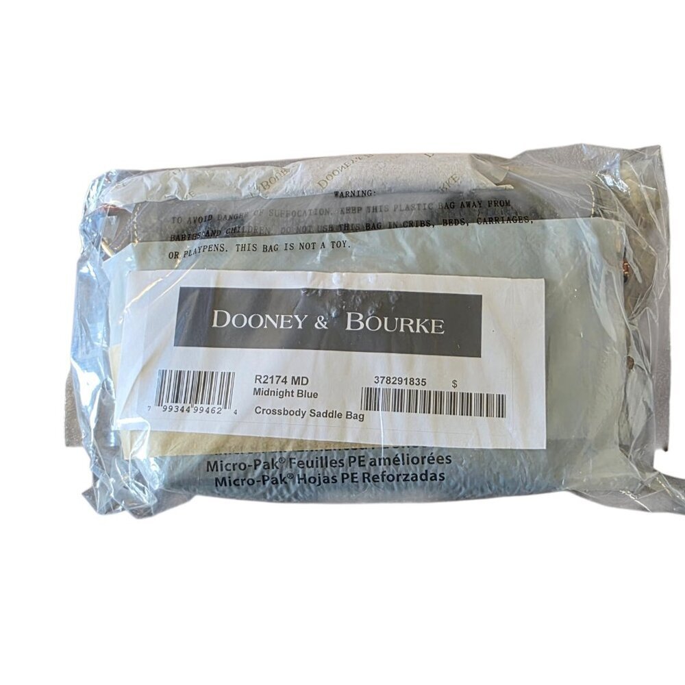 Dooney & Bourke Pebbled Leather Crossbody Saddle Bag Midnight Blue NWT - Picture 8 of 16